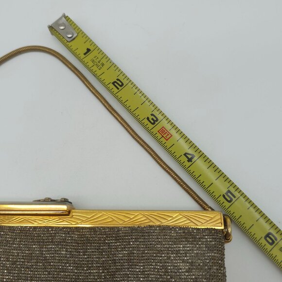 Vintage Handmade in France Evening Purse Clutch Bag Gold Mesh Beaded MOP Clasp - Picture 11 of 11